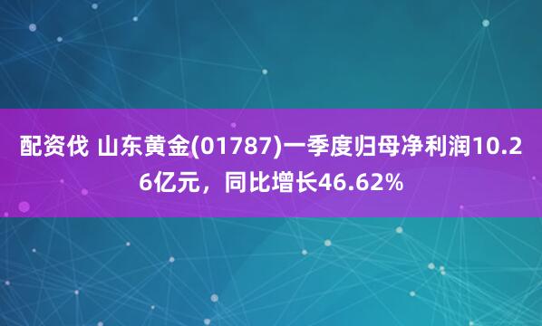配资伐 山东黄金(01787)一季度归母净利润10.26亿元，同比增长46.62%