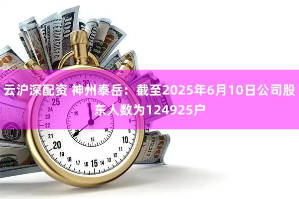 云沪深配资 神州泰岳：截至2025年6月10日公司股东人数为124925户